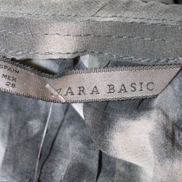 Zara Basic Green Gray Ivory 3/4 Sleeve Top M - Picture 6 of 6